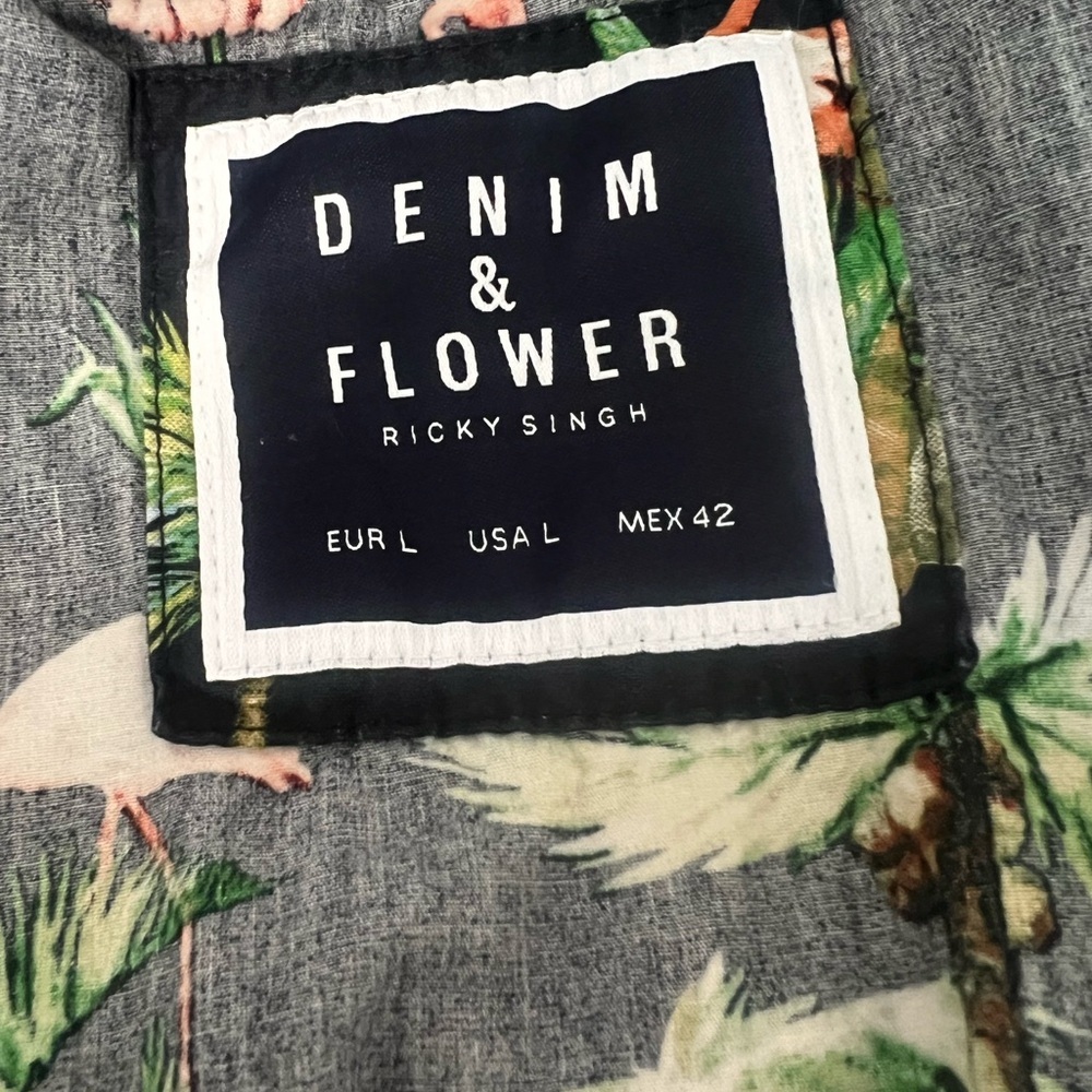 Denim & Flower Large Tropical Lightweight Zip Jacket Windbreaker Hooded Cotton - Picture 7 of 9